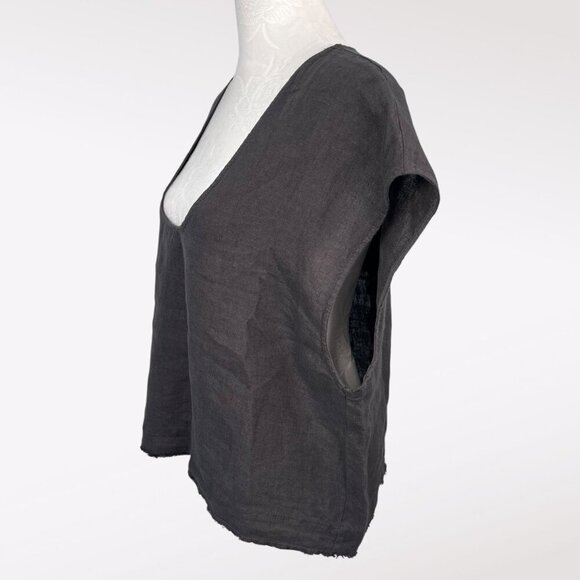 Zara Brown Linen Blend Raw Hem Tank Top Large - Picture 4 of 7